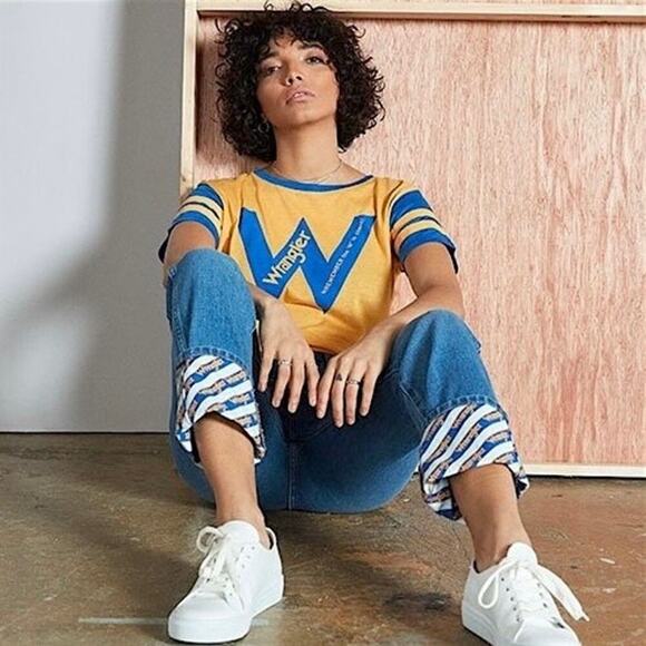 Wrangler Vintage Retro Inspired Baseball Ringer Graphic Tee Tee Unisex Size M - Picture 2 of 7